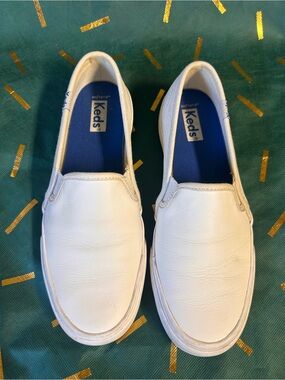 Keds Leather White Slip-On Sneakers
